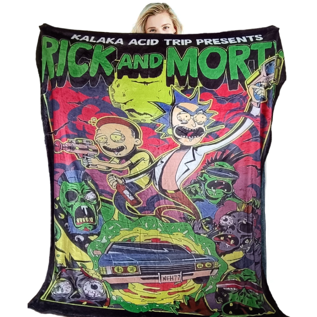 Eleva tu Descanso a Nuevas Alturas con la Manta de Alta Definición de Rick y Morty