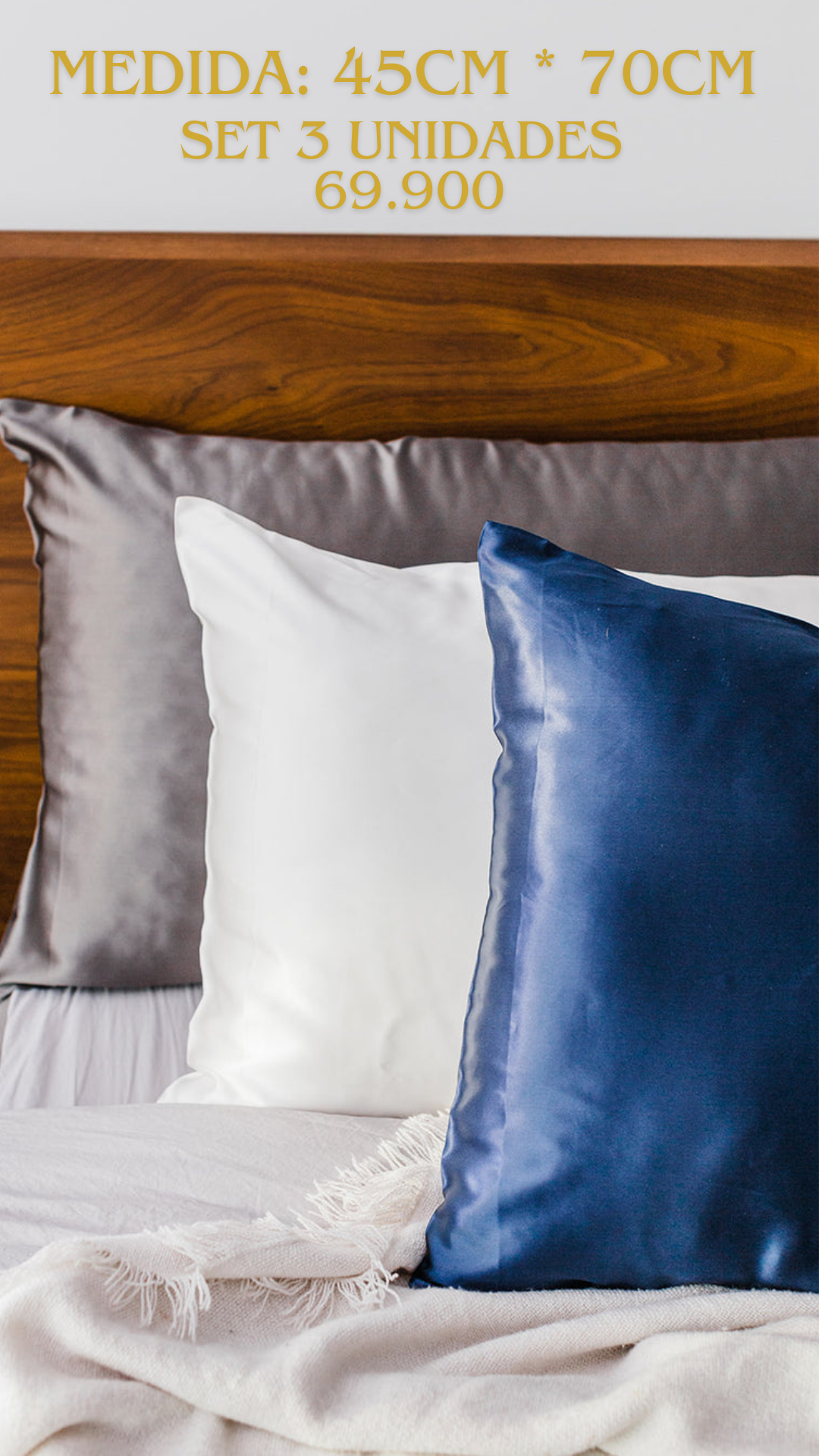 Set de 3 Fundas de Satén: Lujo y Elegancia para tus Almohadas