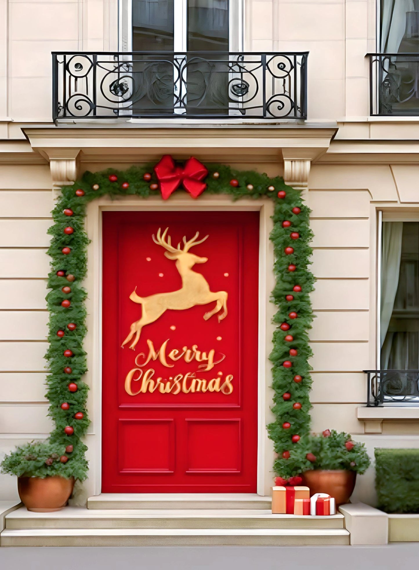 Puertas que brillan con el espíritu de la Navidad