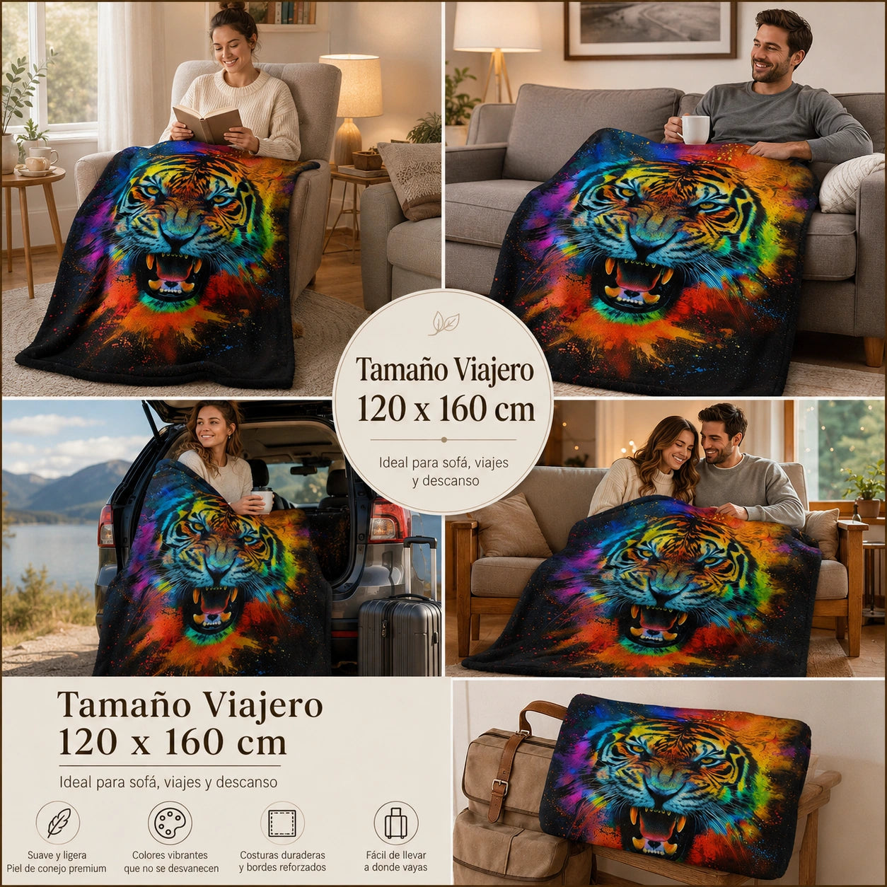 No es solo una cobija… es Pura Calidad y Comodidad Cobija tigre