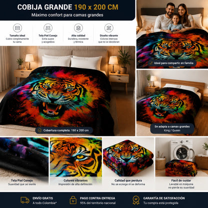 No es solo una cobija… es Pura Calidad y Comodidad Cobija tigre